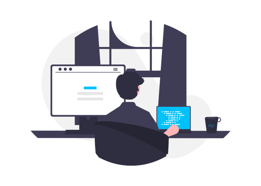 Webデザイナー コーディング作業のイラスト